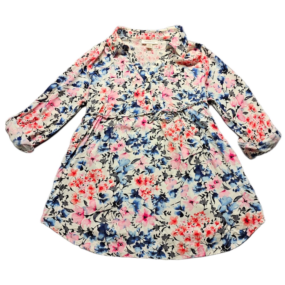 Motherhood Shirt Top Maternity Womens Medium Multi Floral Long Sleeve Collared